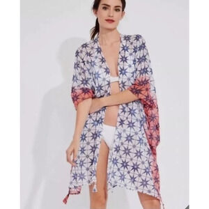 Roberta Roller Rabbit OS Slate Beach Blue Swim Cover Up Dip Dyed